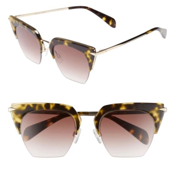 RAG and Bone Sunglasses RNB 1007S size 51 21 brown tortoiseshell Brat Girl NWOT - Picture 5 of 15